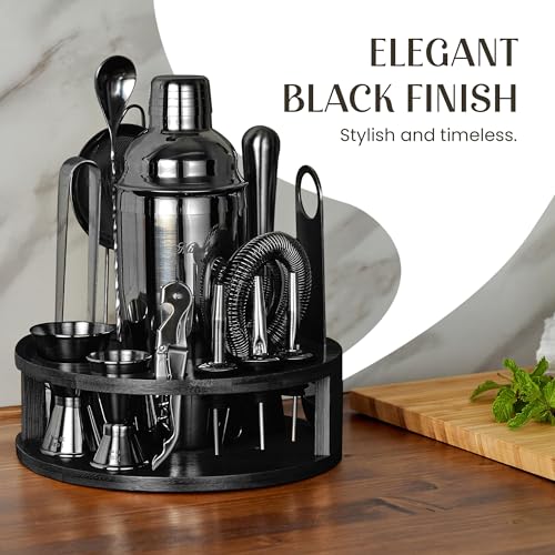 Mixology & Craft Bartender Kit – 15 Piece Cocktail Shaker Set with Bamboo Stand | Complete Cocktail Kit Gift Set | Top Bar...