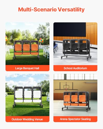 VEVOR Folding Chair Rack, 400 LBS Capacity, Heavy-Duty Chair Cart for 42 Chairs or 12 Tables, Multi-Function Chair Storage...