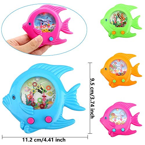 Cotiny 16 Pieces Fish Ring Toss Games Handheld Water Fish Colorful Arcade Retro Pocket Toys for Kids Retro Game Party Favo...