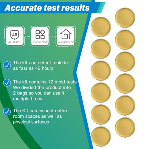 Mold Test Kit for Home - 12 Simple Detection Tests,Test HVAC System,Home Surfaces,& Indoor Air Quality Testing Kits,DIY Mo...