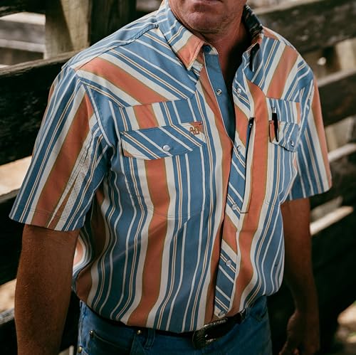 AG-GEAR Men's Short Sleeve Stockyard Pearl Snap Shirt, Breathable Button-Down Western Shirt for Men