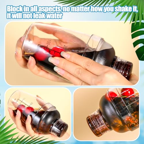 Lallisa 30 Pcs Plastic Cocktail Shaker Set 12 oz Drink Mixer Clear Shaker Cup with Measurements Scales and Strainer Plasti...