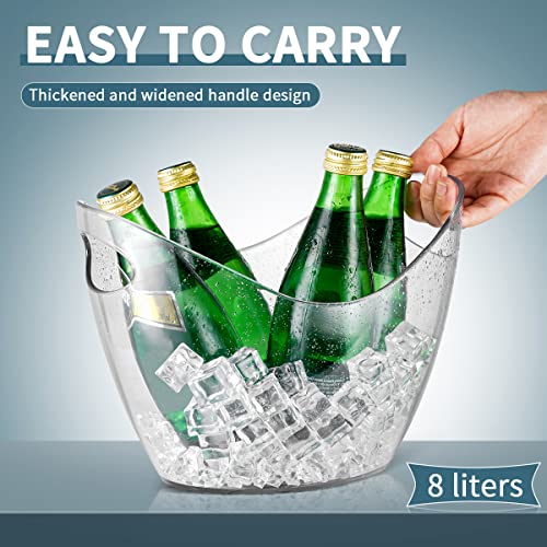 Ice Bucket Parties Wine Bucket Plastic Clear Acrylic For 8 Liter Plastic Tub Perfect for 5 Champagne, Wine or Beer Bottle...