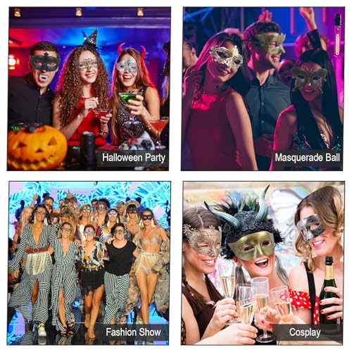 Chivao 60 Pcs Couple Masquerade Mask for Women Men Bulk Unisex Vintage Venetian Mask for Graduation Prom Ball Antique Costume