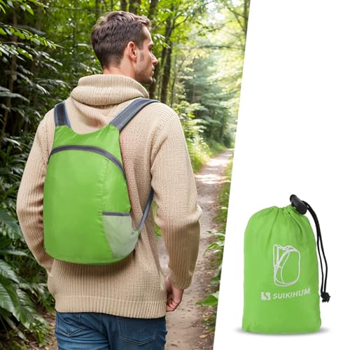 SUIKIHUM 20L Ultra Hiking-Daypack Lightweight Foldable Travel Packable Backpack for Camping Cycling Outdoor,green