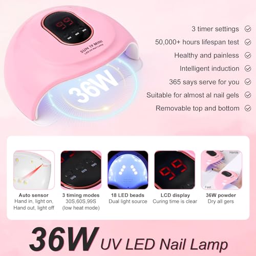 Acrylic Nail Kit Starter Set Acrylic Powder with Nail Drill U V Light Professional Tools with Decoration Everything for Be...