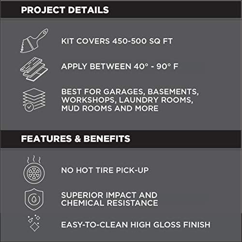 Rust-Oleum 317284 RockSolid Polycuramine Garage Floor Coating, 2.5 Car Kit, High Gloss Dark Gray