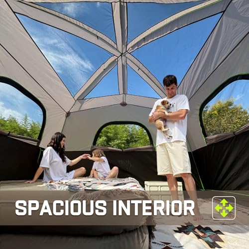 Happy Travel Tent 6 Person Tents for Camping, Waterproof Easy Setup Camping Tent with Rainfly, Portable Large Family Cabin...