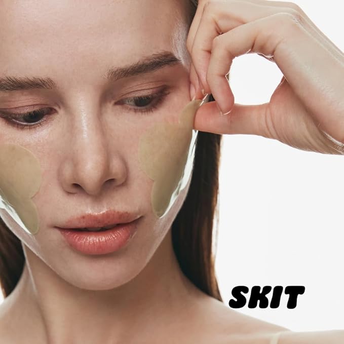 Skit Calming & Repairing Face Gel Patch, Azulene & Cica Clover Mask for Instant Redness Soothing & Pore-Area Comfort, Skin Barrier Support, K-Beauty, 4 Sets (8 Patches)