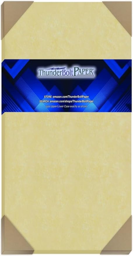 125 Gold Parchment 65lb Cover Weight Paper - 4" X 9" (4X9 Inches) #10 Envelope Insert Size - Printable Cardstock Colored Sheets Old Parchment Semblance