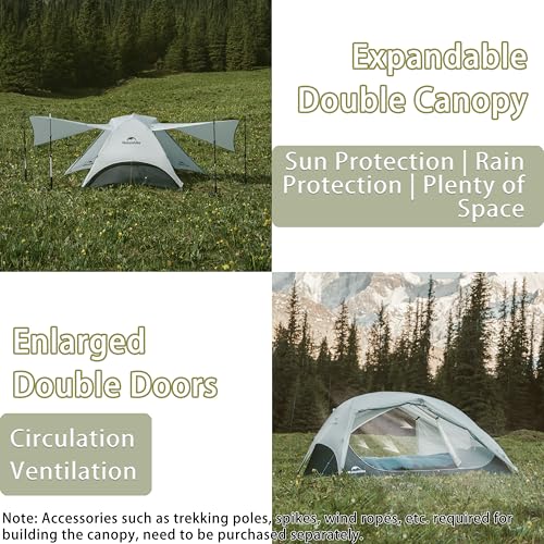 Naturehike Star River UL Lightweight 2 Person Tent for Camping 15D Ultralight Silicone Coated Fabric Weighs only 50.82oz C...