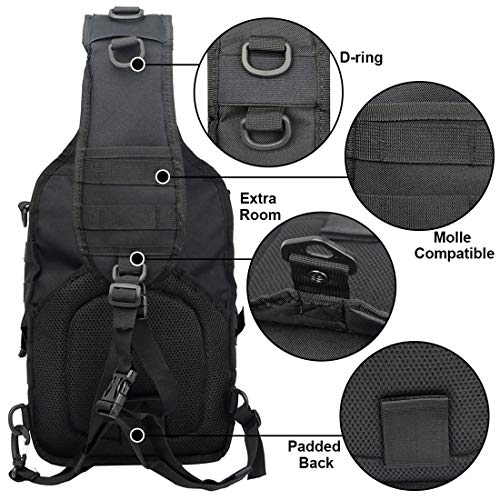 hopopower Tactical Sling Bag, Sport Bag Military Rover Shoulder Backpack EDC Assault Range Bag, Chest Pack Handbag Waterproof