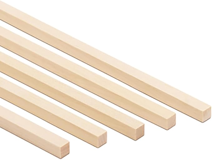 DIY Wooden Square Dowel Rod 1/4-inch x 48 Pack of 5 Hobby Wood Sticks for Crafts, Wood Trim & Architecture Model Making, by Woodpeckers