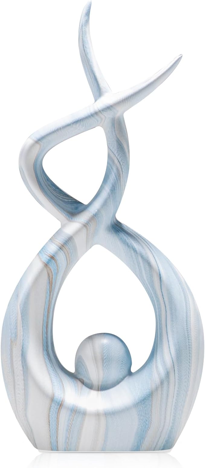 TZIZO Blue Sculpture Home Decor, Modern Living Room Decorations, Table Centerpieces for Dining Room, Abstract Sculpture Co...