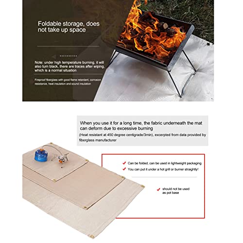Topyond Outdoor Camping Fireproof Cloth, Portable Fibreglass Flame Retardant Cloth, Picnic BBQ Insulation Mat with Storage...
