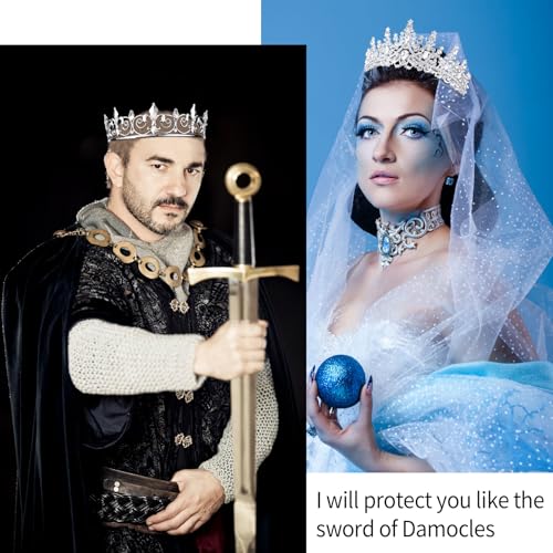 VELSCRUN 2 Pcs Tiara Crown for Men Women, Silver Crowns for Men Metal, King Queen Crown Tiaras, Prince Crown Princess Tiar...