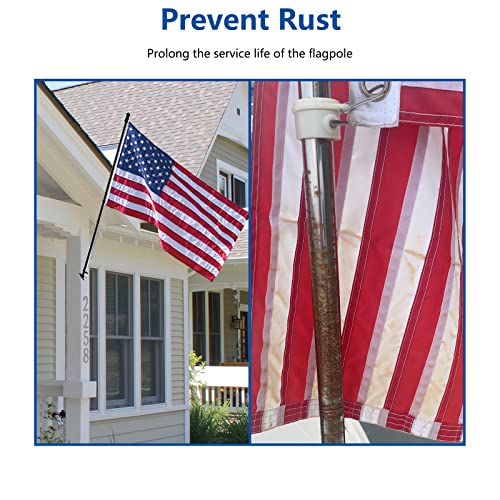 5FT/6FT Outdoor Flag Pole for House, Carbon Fiber Design Heavy Duty Flagpole with Tangle Free Spinning Grommets, High Wind...