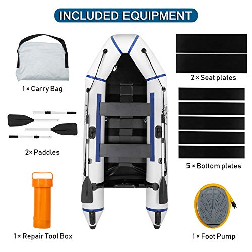 Assault Boat with Paddles, Pedal Pumps, Repair Kits, Carrying Bags(120" W×50.4" H)