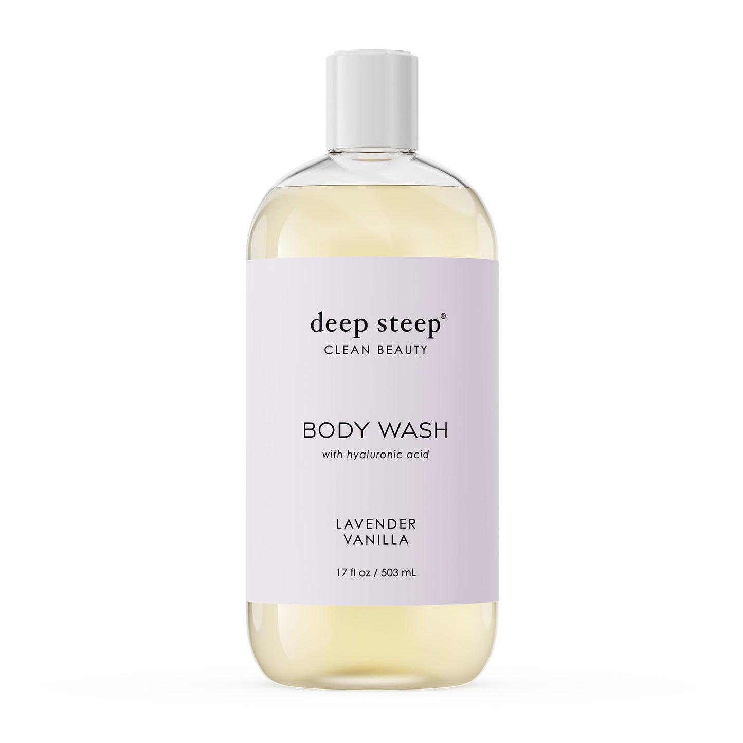 Deep Steep Body Wash, Lavender Vanilla, 17 oz - Hydrating Shower Gel with Hyaluronic Acid, Shea Butter, Aloe Vera & Argan Oil -