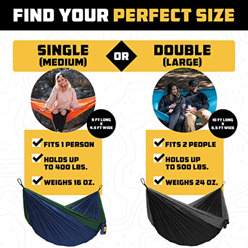 Wise Owl Outfitters Camping Hammock – 500lbs Portable Hammock with Tree Straps - Travel, Backpacking, Hiking, Outdoors Cam...