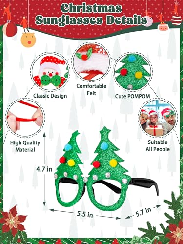 HOVACY 24PCS Christmas Glasses, Christmas Party Favors, Santa Glasses Frames for Xmas Decorations Accessories Supplies