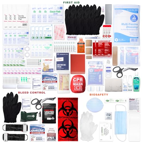 MFASCO OSHA & ANSI Complete Compliance First Aid Kit - Bleeding Control - Bodily Fluids Cleanup - Worksite & Vehicle - Por...