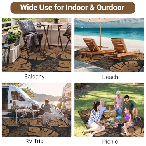 GarveeLife Outdoor Plastic Straw Rug 9x12 UV Resistant Waterproof Patio Rug, Reversible RV Camping Mat with Portable Bag &...