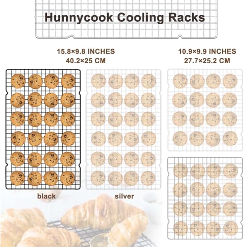 Hunnycook 15.8”×9.8” Cooling Rack, 3P Stainless Steel Baking Rack, Oven Safe Cooling Racks for Cooking and Baking, Black R...