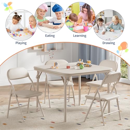 Garvee 3 Piece Boys Girls Folding Table and Chairs Set, Activity Table and Chairs Set for Dining Room,Daycare,Classrooms
