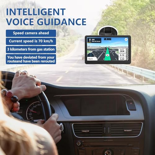 GPS Navigation for Car Truck,Navigation System 7 Inchs Touchscreen Navigator with 2025 US/CA/MX Maps, Free Lifetime Map Up...