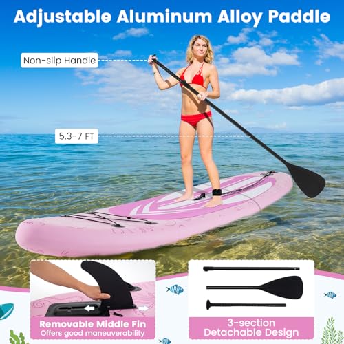 KOTEK 10FT/11FT Inflatable Paddle Board, SUP Paddleboard with Hand Pump, Safety Leash, Repair Kit, Carry Bag, Non-Slip EVA...
