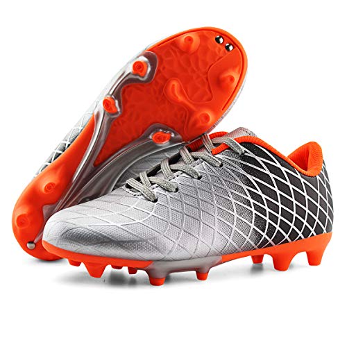 JABASIC Kids Outdoor Soccer Cleats Athletic Firm Ground Football Shoes
