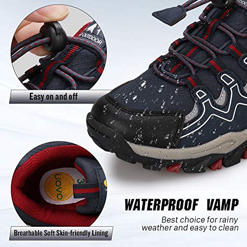 UOVO Boys Shoes Boys Sneakers Boys Tennis Running Shoes Waterproof Hiking Shoes Kids Athletic Outdoor Sneakers Slip Resist...