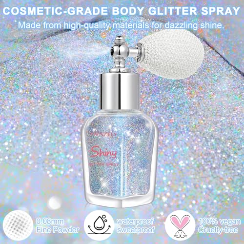 Hair and Body Glitter Spray, Shimmering Powder Sparkle Powder Makeup, Glitter Loose Sparkle Makeup for Body Highlighter,Fe...