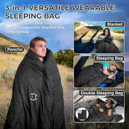 ATEPA Down Sleeping Bag for Adults, 650FP Recycled 30°F 35°F 40°F 45°F 3 Season Wearable Ultralight Packable Compact Sleep...