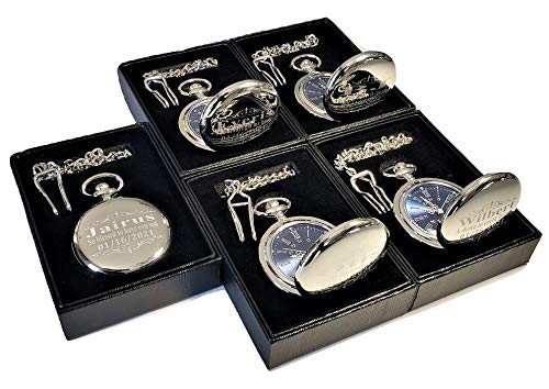 1 Personalized Pocket watch, Vintage style engraved gift. Box included, Stainless chain and engraving is included, Groomsmen, best man gifts for couples and weddings (Rose Gold)
