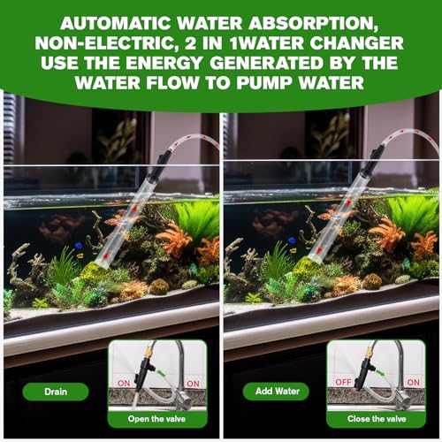 ZRDR Aquarium Siphon Vacuum Gravel Cleaner Kit for Fish Tank Cleaning Gravel & Sand, Fish Tank Water Changer Metal Faucet ...
