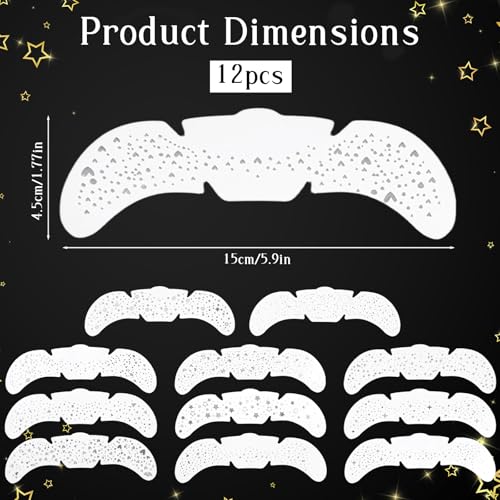 12 Pcs Silver Makeup Patches, Body Face Glitter Freckle Tattoos Glow Up Cosmetic Cute Glitter Makeup Accessories for Hallo...