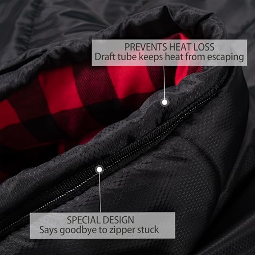 HiZYNICE Cold Weather Sleeping Bag 100% Cotton Flannel XXL for Adults Big and Tall,Free Compression Sack