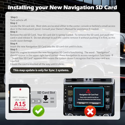 A15 Compatible with Lincoln Ford Navigation SD Card,Latest Version Sync 2 System SD Card of GPS Navigator for Car OEM GM5...
