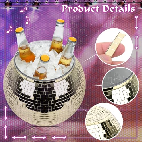 Disco Ball Ice Bucket Beverage Tubs Disco Ball Cup for Parties Large Retro Drink Bucket for Beer Cocktail Wine Champagne C...