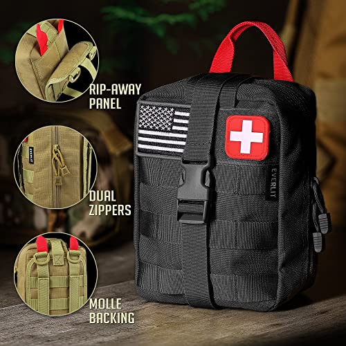 EVERLIT 250 Pieces Survival First Aid Kit IFAK EMT Molle Pouch Survival Kit Outdoor Gear Emergency Kits Trauma Bag for Cam...