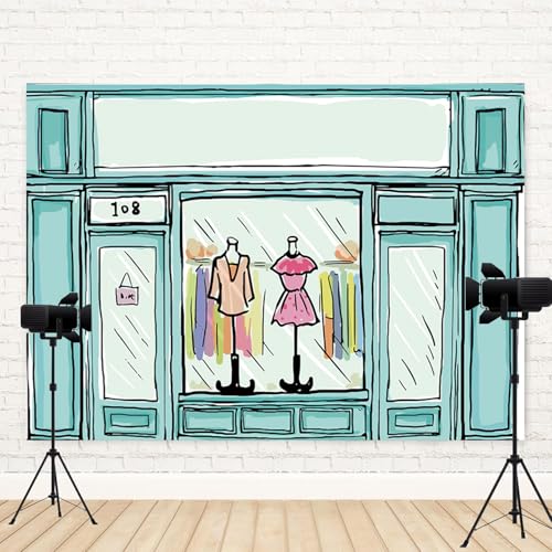 ASDCXZ 10x8ft Shop Backdrop Boutique Clothing Store Photography Background Shopping Mall Merchandise Window Showroom Dress...