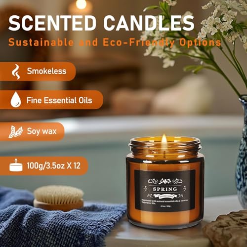 YOROXRG 12 Pcs Scented Candles with Added Natural Essential Oils, 3.05oz, Suitable for Various Festivals, Parties, Yoga, a...