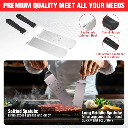 PARGRILL 128 PCS Griddle Accessories Kit - Premium Flat Top Grill Accessories Set for Blackstone & Camp Chef, Stainless St...