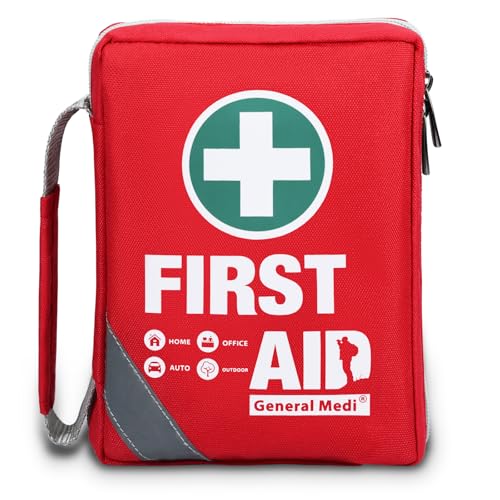 General Medi First Aid Kit - Small Compact First Aid Kit Bag(175 Piece) - Reflective Bag Design- Includes Instant Cold Pac...