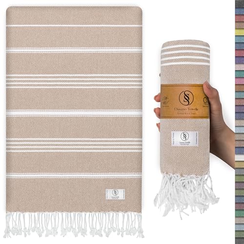 Ossano Turkish Beach Towel Absorbent & Quick Dry Oversized (39" x 71") - Decorative, Versatile and Functional as Yoga Mat,...