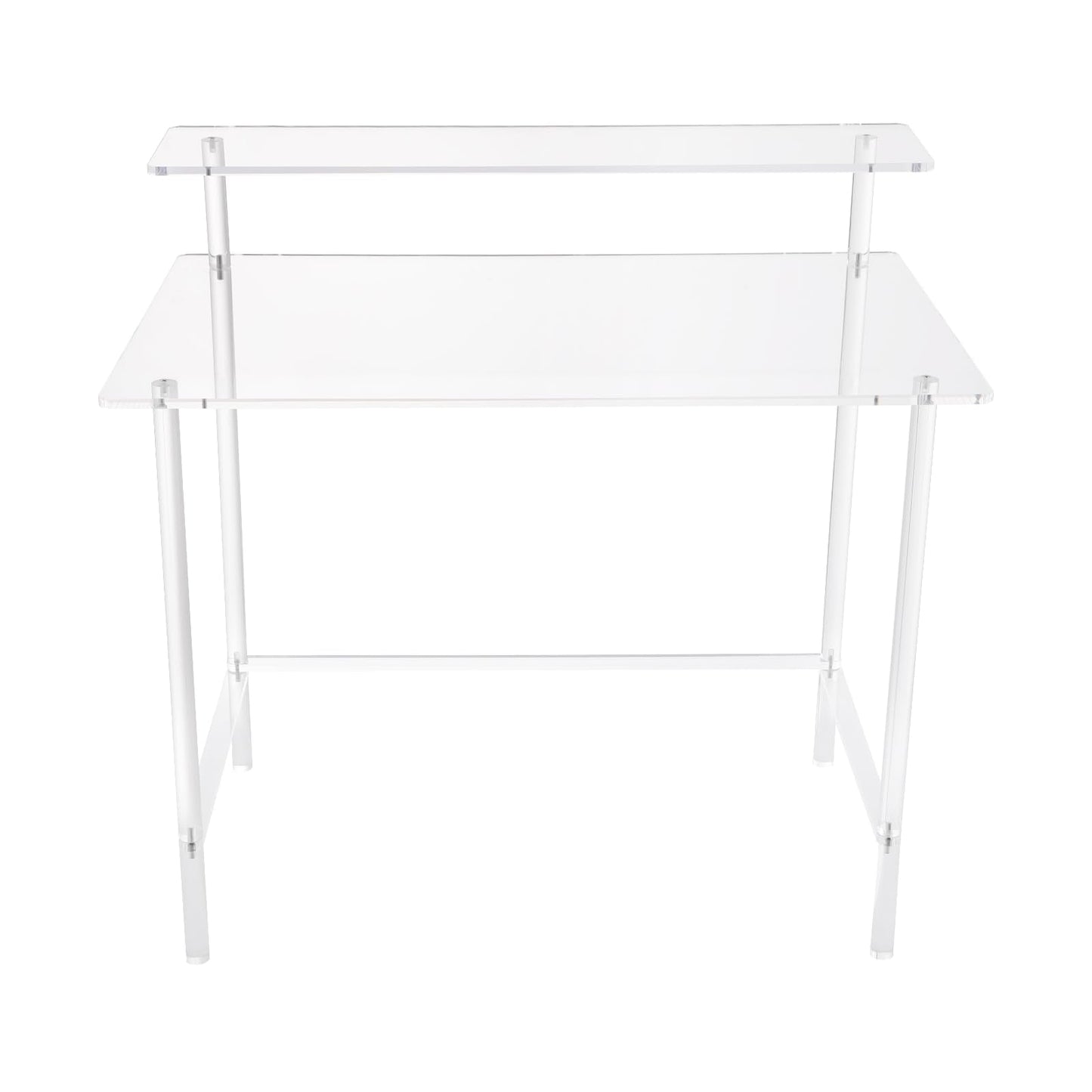 BBinmine Acrylic Desk, 2-Tier Home Office Desk with Monitor Stand, Laptop Study Table Home Office Console Table, 31.5 * 19.69 * 34.65in