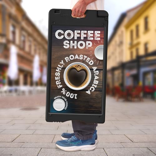 Jumbl A-Frame Signboard 15.7” x 26” Display Surface – Small Outdoor Sandwich Board w/Weather Resistant PVC Sign Protector...