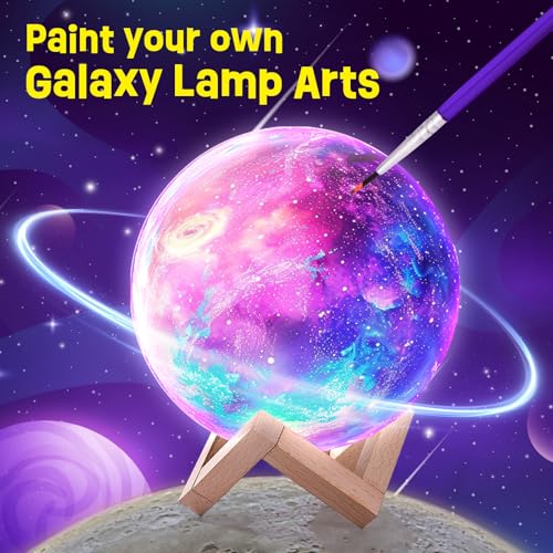 Paint Your Own Moon Lamp Kit, Cool Gifts DIY 3D Moon Night Light, Arts and Crafts for Kids Ages 8-12, Space Art Supplies C...